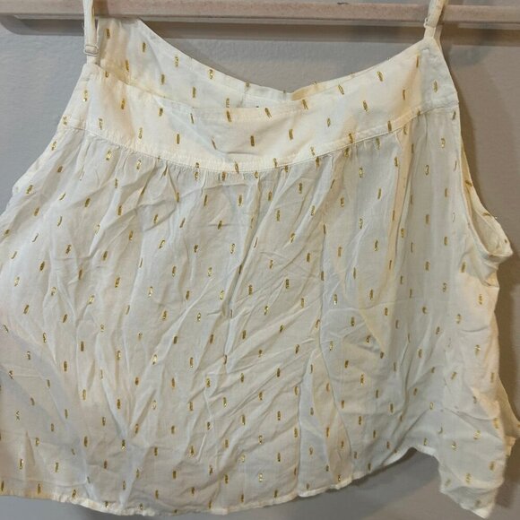 NWT Aerie White Gold Sparkle Cropped Adjustable Spaghetti Strap Tank Top Large - Picture 4 of 6